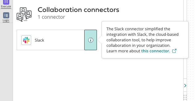 Closeup screenshot of the Slack icon with an informational icon and the accompanying text that gives users more information about the feature.